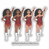 Majorette / Dancer Stickers Rode Fringe (Voorkant)