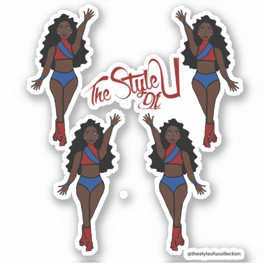 Majorette / Dancer Stickers Rood & Blauw (Voorkant)