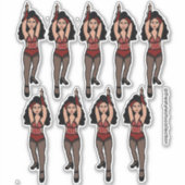 Majorette / Dancer Stickers Rood / Zwart Fringe 2 (Voorkant)