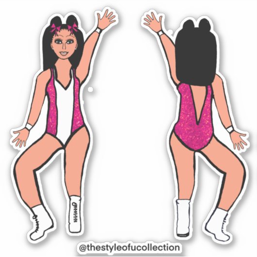 Majorette / Dancer Stickers Roze Vonk #2 (Voorkant)