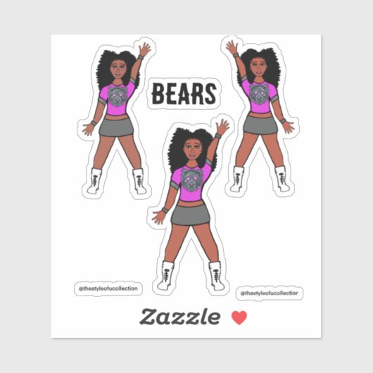 Majorette / Dancer Stickers Roze Zilver Beer A (Vel)