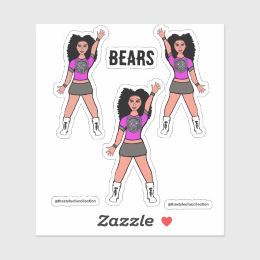 Majorette / Dancer Stickers Roze Zilver Beer B (Vel)