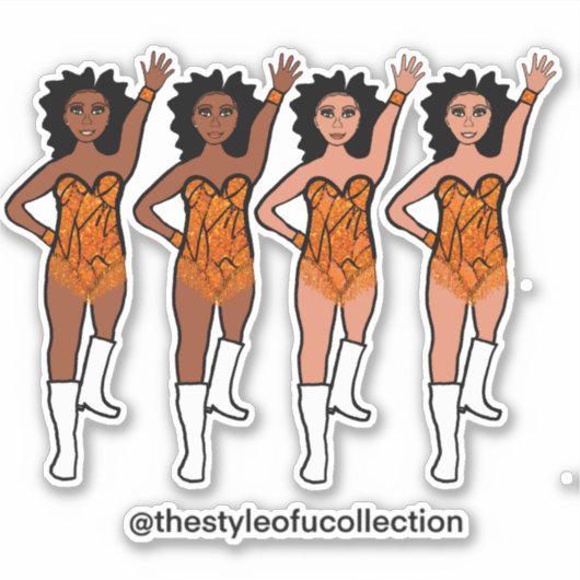 Majorette / Dancer Stickers Sinaasappel Fringe (Voorkant)