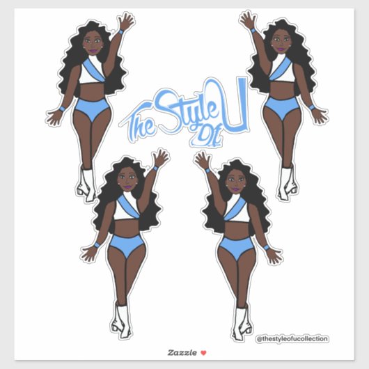 Majorette / Dancer Stickers Wit & Lichtblauw (Vel)