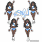 Majorette / Dancer Stickers Wit & Lichtblauw (Voorkant)