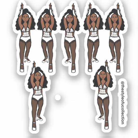 Majorette / Dancer Stickers Wit / Zwart Fringe 1 (Voorkant)