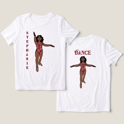 Majorette/ Dancer T-shirt Rood Dier (Ontwerp Voorkant & Achterkant)