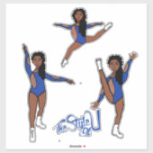 Majorette / Dancer Tri Pose Blauw Sticker (Vel)