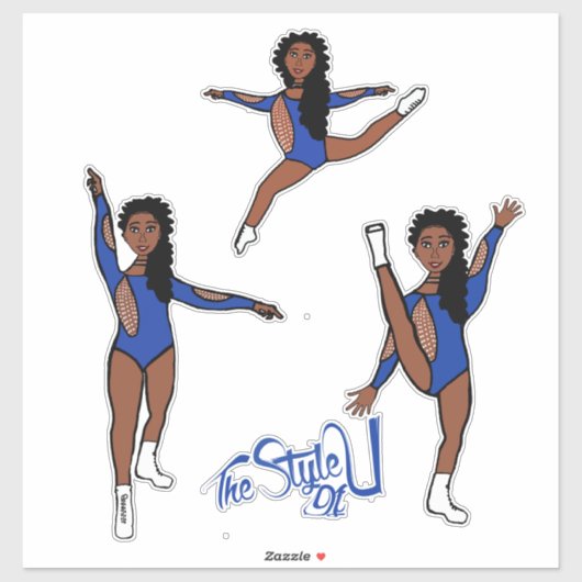 Majorette / Dancer Tri Pose Blauw Sticker (Vel)