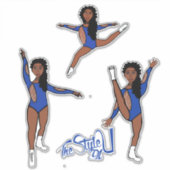 Majorette / Dancer Tri Pose Blauw Sticker (Voorkant)