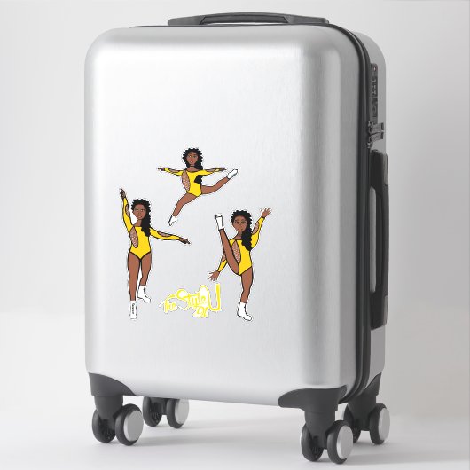 Majorette / Dancer Tri Pose Geel Sticker (Koffer)