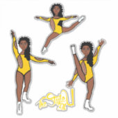 Majorette / Dancer Tri Pose Geel Sticker (Voorkant)
