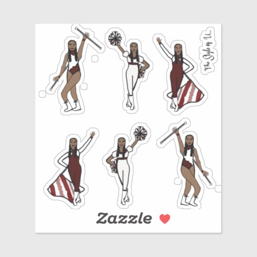 Majorette / Danser / Cheer / Vlag Bourgondië Sticker (Vel)