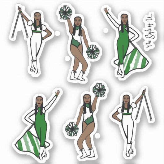 Majorette / Danser / Cheer / Vlag Groen Sticker (Voorkant)