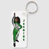 Majorette/ Danser Sleutelhanger Groen Wit Tijger A (Achterkant)