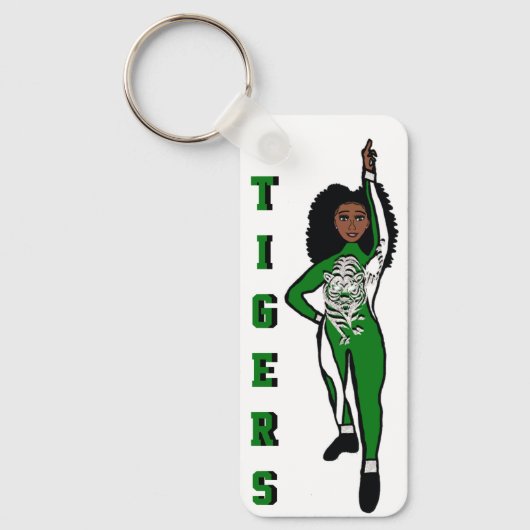 Majorette/ Danser Sleutelhanger Groen Wit Tijger A (Voorkant)