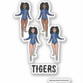 Majorette / Danser Stickers Blauw Zilveren Tijger