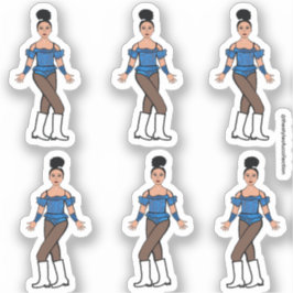 Majorette/ Danser Stickers Blauwe Stenen B