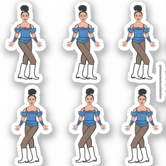 Majorette/ Danser Stickers Blauwe Stenen B (Voorkant)