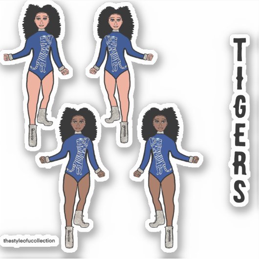 Majorette / Danser Stickers Blue Silver Tiger 2 (Voorkant)