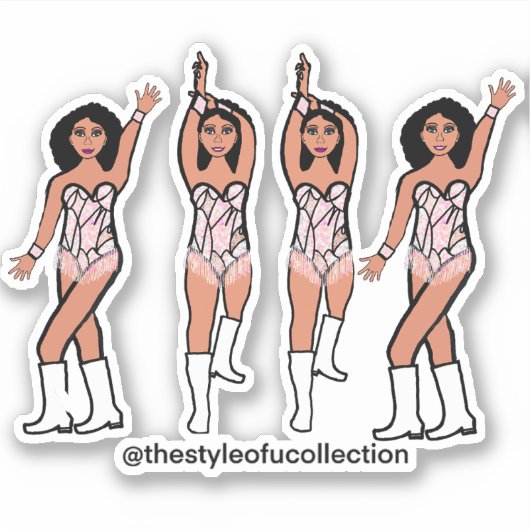 Majorette / danser Stickers iriserende franje #2 (Voorkant)
