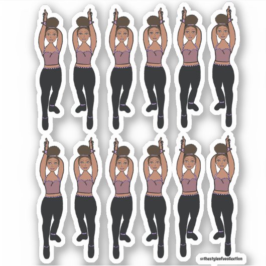 Majorette / Danser Stickers Lila Zwart  (Voorkant)