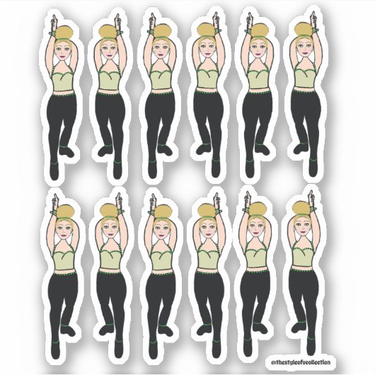 Majorette / Danser Stickers Mint Zwart 2 (Voorkant)