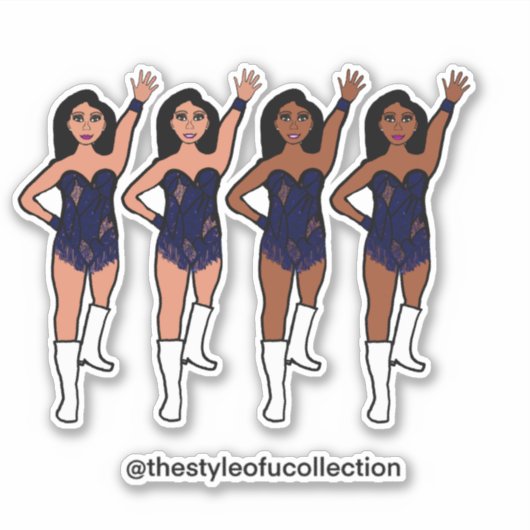 Majorette / Danser Stickers Navy  Kwast  (Voorkant)