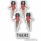 Majorette / Danser Stickers Rood Zilveren Tijger (Voorkant)