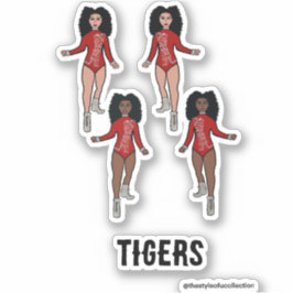 Majorette / Danser Stickers Rood Zilveren Tijger