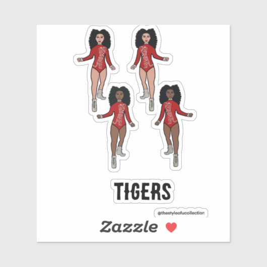Majorette / Danser Stickers Rood Zilveren Tijger (Vel)