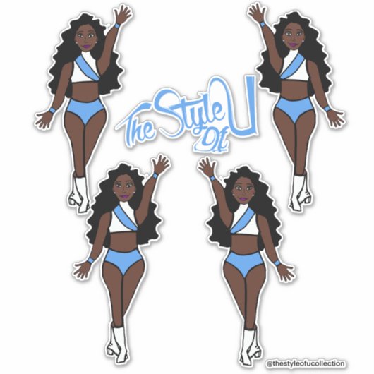 Majorette / Danser Stickers Wit & Lichtblauw (Voorkant)