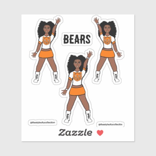 Majorette / Danser Stickers Witte Oranje Beer A (Vel)
