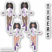 Majorette / Danser Stickers Witte Paarse Tijger 2 (Voorkant)