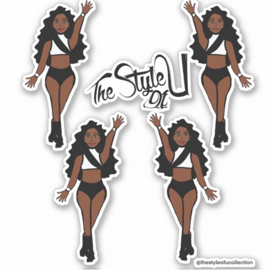 Majorette / Danser Stickers Zwart & Wit B (Voorkant)