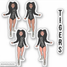 Majorette / Danser Stickers Zwart Zilveren Tijger