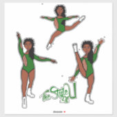 Majorette / Danser Tri Pose Groen Sticker (Vel)