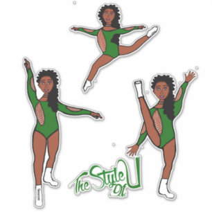 Majorette / Danser Tri Pose Groen Sticker