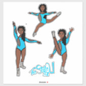 Majorette / Danseres Drie Posities Turquoise Sticker (Vel)