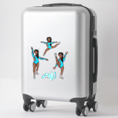 Majorette / Danseres Drie Posities Turquoise Sticker (Koffer)