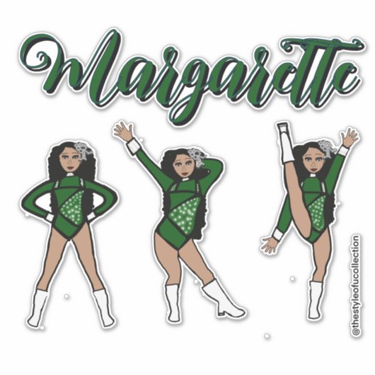 Majorette Tri- Pose / Green Diamond # 2 Sticker (Voorkant)