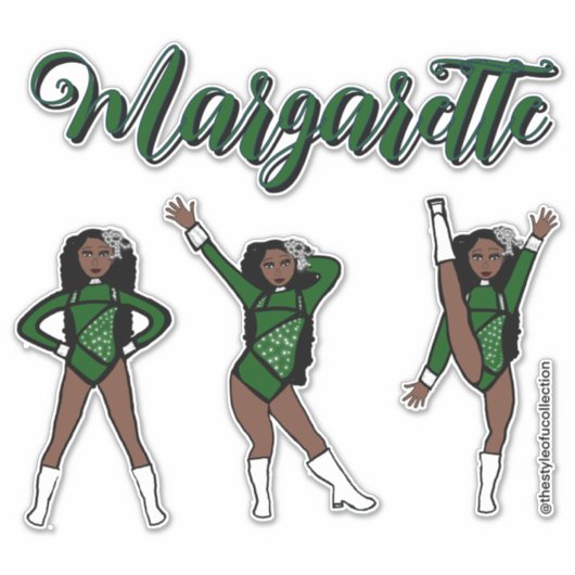 Majorette Tri-Pose / Groene Diamant #1 Sticker (Voorkant)