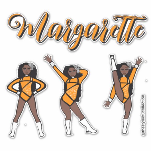 Majorette Tri-Pose / Oranje Diamant #1 Sticker (Voorkant)