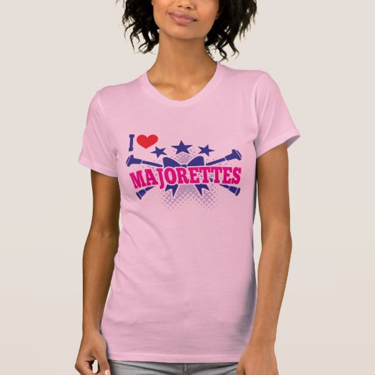 Majorettes, ik hou van Majorettes, gekruiste Baton T-shirt (Voorkant)