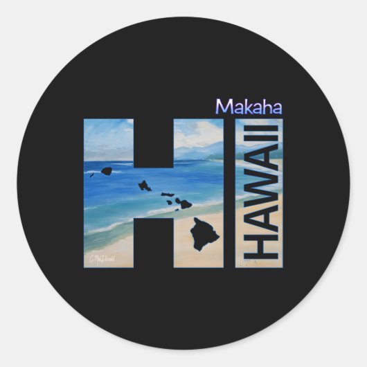 Makaha Hi Hawaï-eilanden Ronde Sticker (Voorkant)