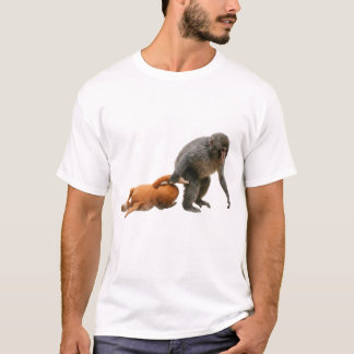 Makaken-aap met speelgoed - Verhaal van emotioneel T-shirt