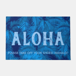 Makana Palms Hawaiian Tropical Leaves Aloha Blue Deurmat