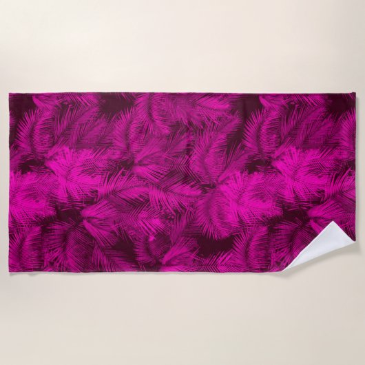 Makana Palms Hawaiian Tropical Leaves Pink Strandlaken (Voorkant)