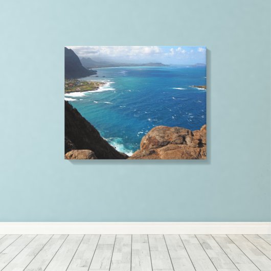 Makapuu Beach Canvas Afdruk (Insitu (Houten vloer))