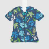 Makapuu Beach Hawaiian Batik Aloha Shirt- Blauw Ornament (voorkant)